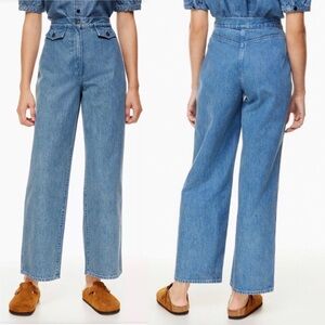 Wilfred Free Aritzia High Rise Wide Leg Jean in Ocean Medium Blue Size 8